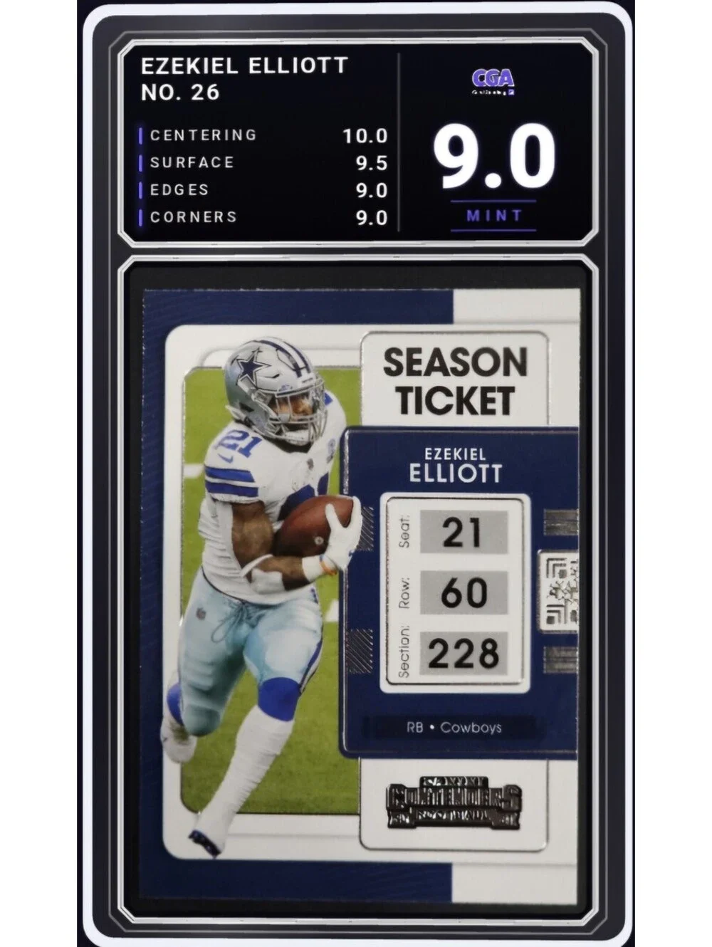 2021 Panini Contenders #26 Ezekiel Elliott Cowboys NFL - CGA 9.0 Digital Grade